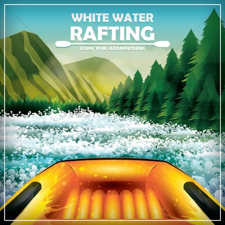 Whitewater Raftings Vector Clip Art Library