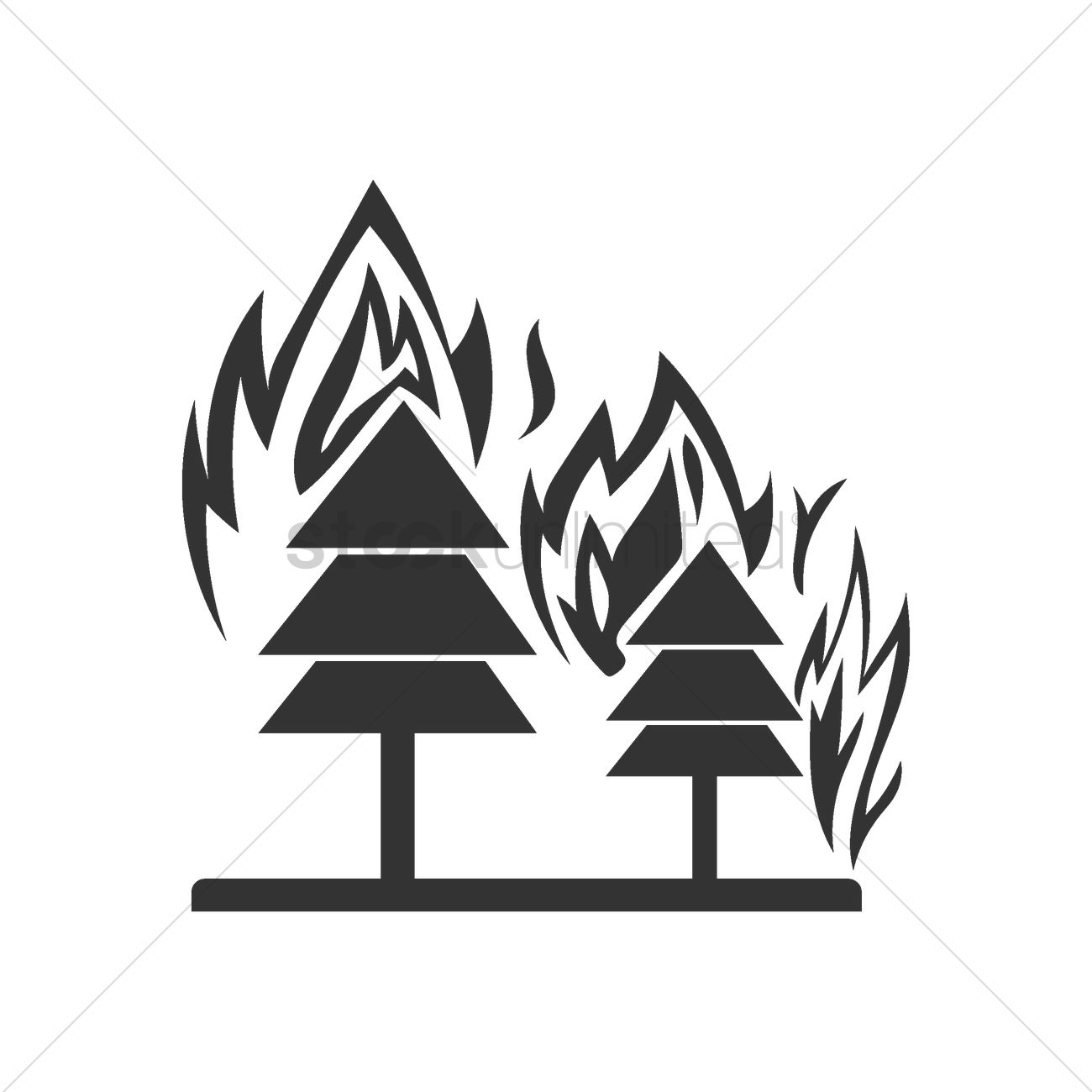 Forest Fire Warning Icon - Visual Symbol for Wildfire Risk and Safety