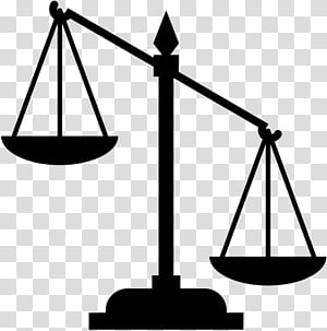 Black silhouette of an unbalanced justice scale with left pan lower than right, symbolizing inequality or injustice.