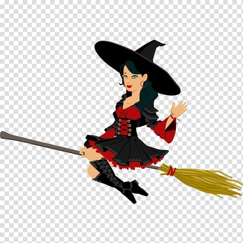 Halloween Witch Flying on Broomstick - Free Clipart Image