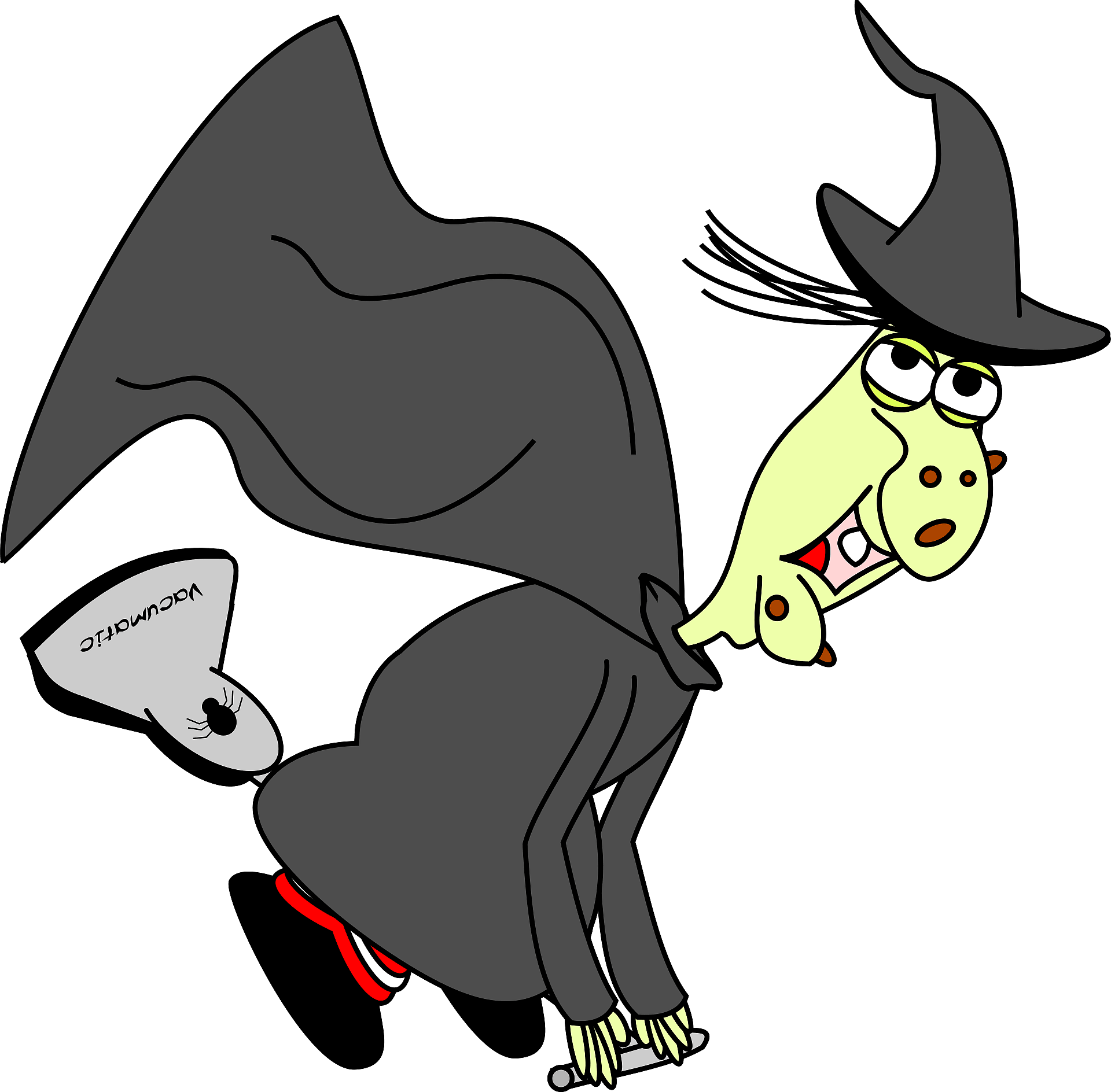 Cartoon Witch with Vacuum Attachment - Fun Halloween Illustration