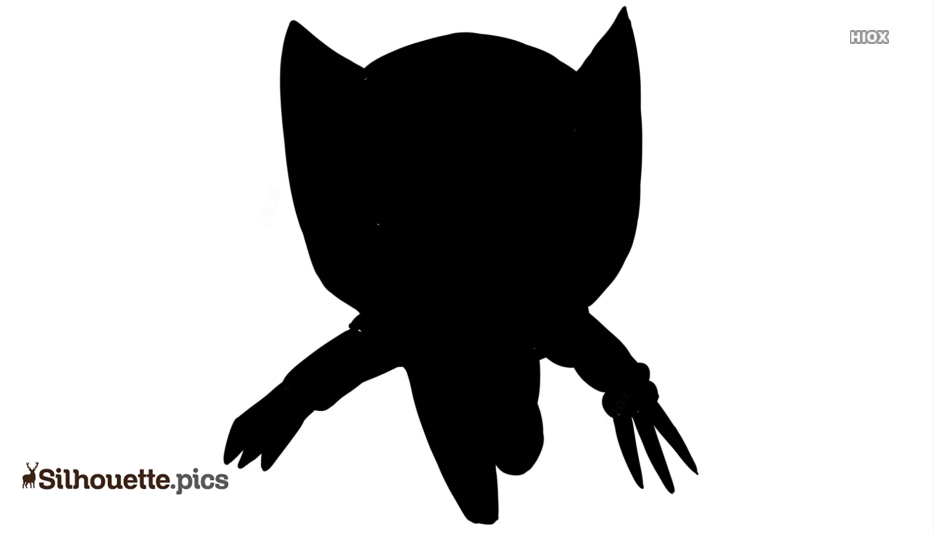 Silhouette of a chibi-style Wolverine with pointed ears and extended adamantium claws.