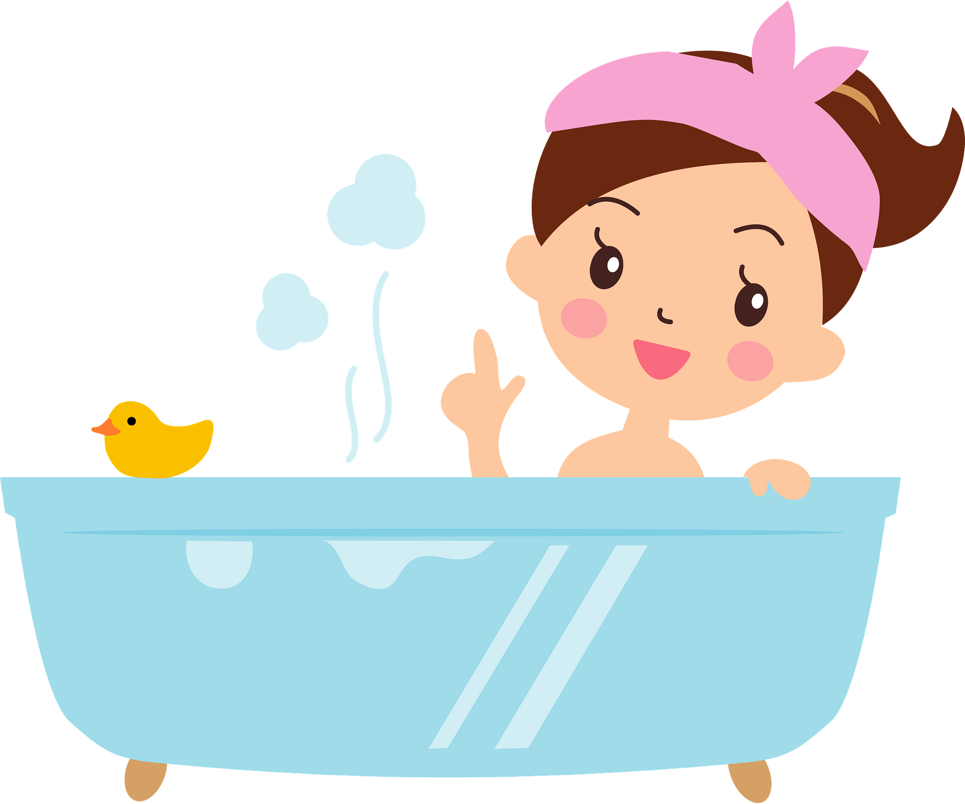 Cheerful Girl Taking A Bath Sitting In Bathtub Vector Image Clip Art
