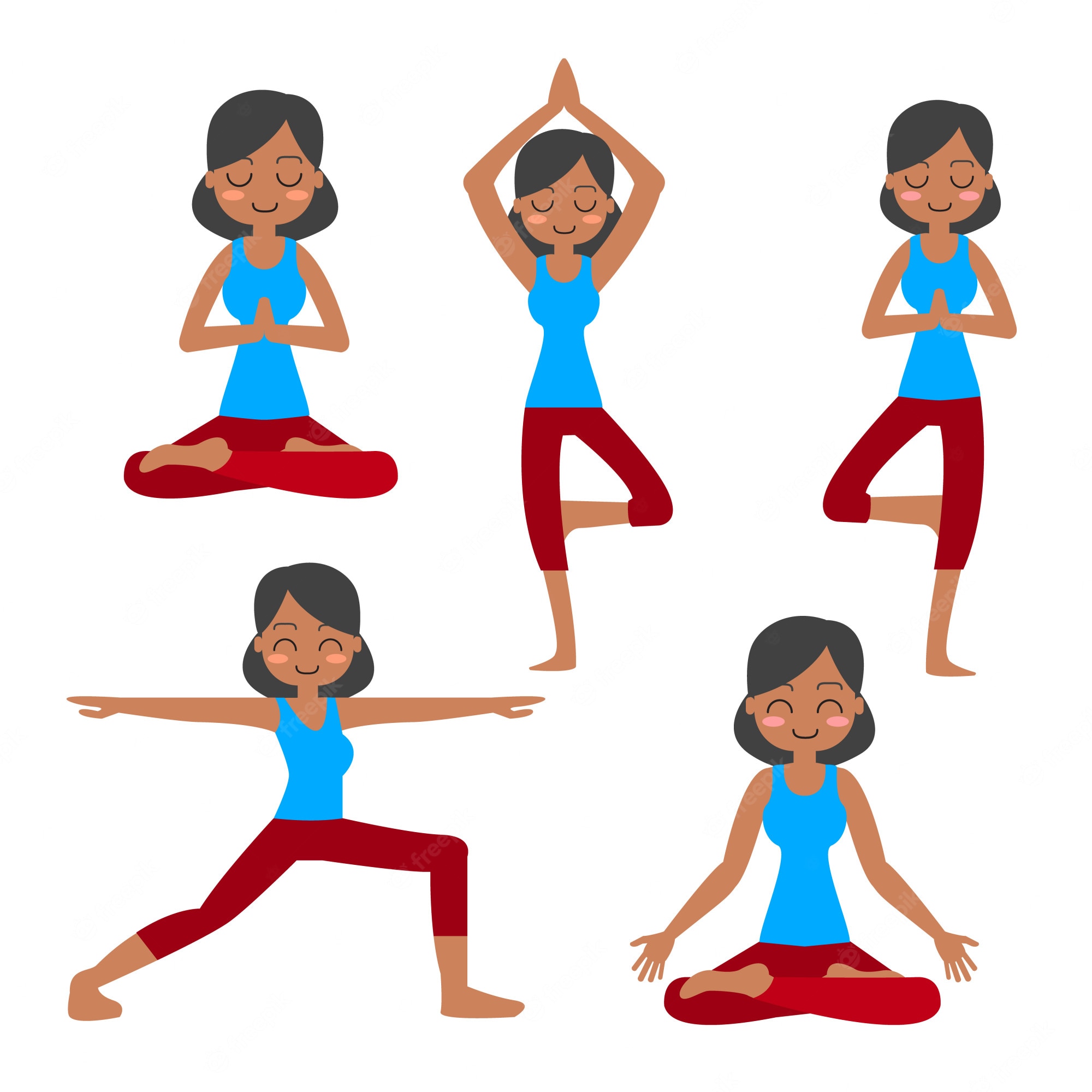 Kids Yoga Concept Poses For Boys Vector Illustration 49446 | Macrovector