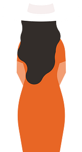 Stylish Orange Dress & White Hat Illustration | Fashion Vector Art