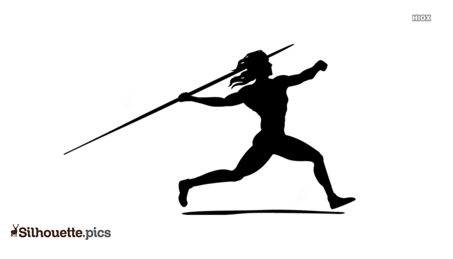Silhouette of an athlete in mid-throw with a javelin, dynamic pose emphasizing power and motion.