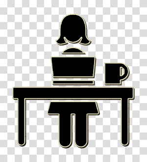 Silhouette of a person sitting at a desk with a laptop and coffee cup, working remotely or studying.
