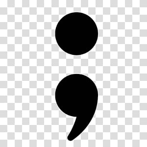 Black semicolon punctuation mark on transparent checkered background.