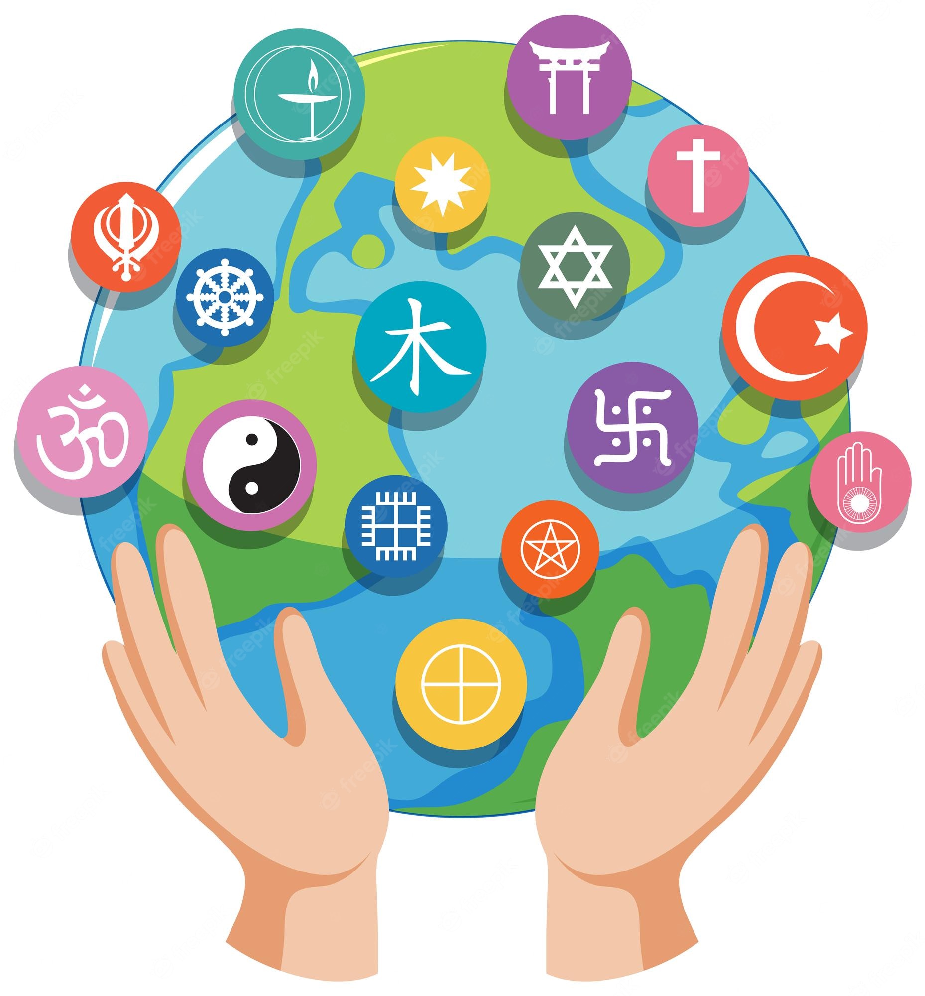 World Religion Symbols Colored Signs Of Major Religious Groups And 