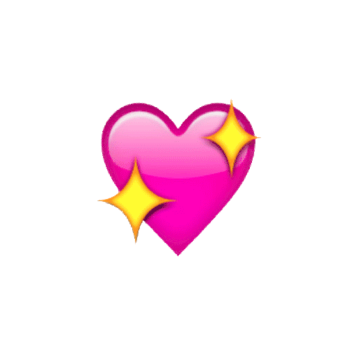 Shiny pink heart with two yellow sparkles on a pale yellow background