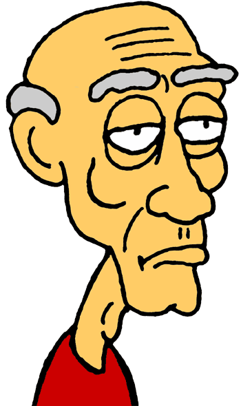 Tired Elderly Man Cartoon - Expressive Character Illustration