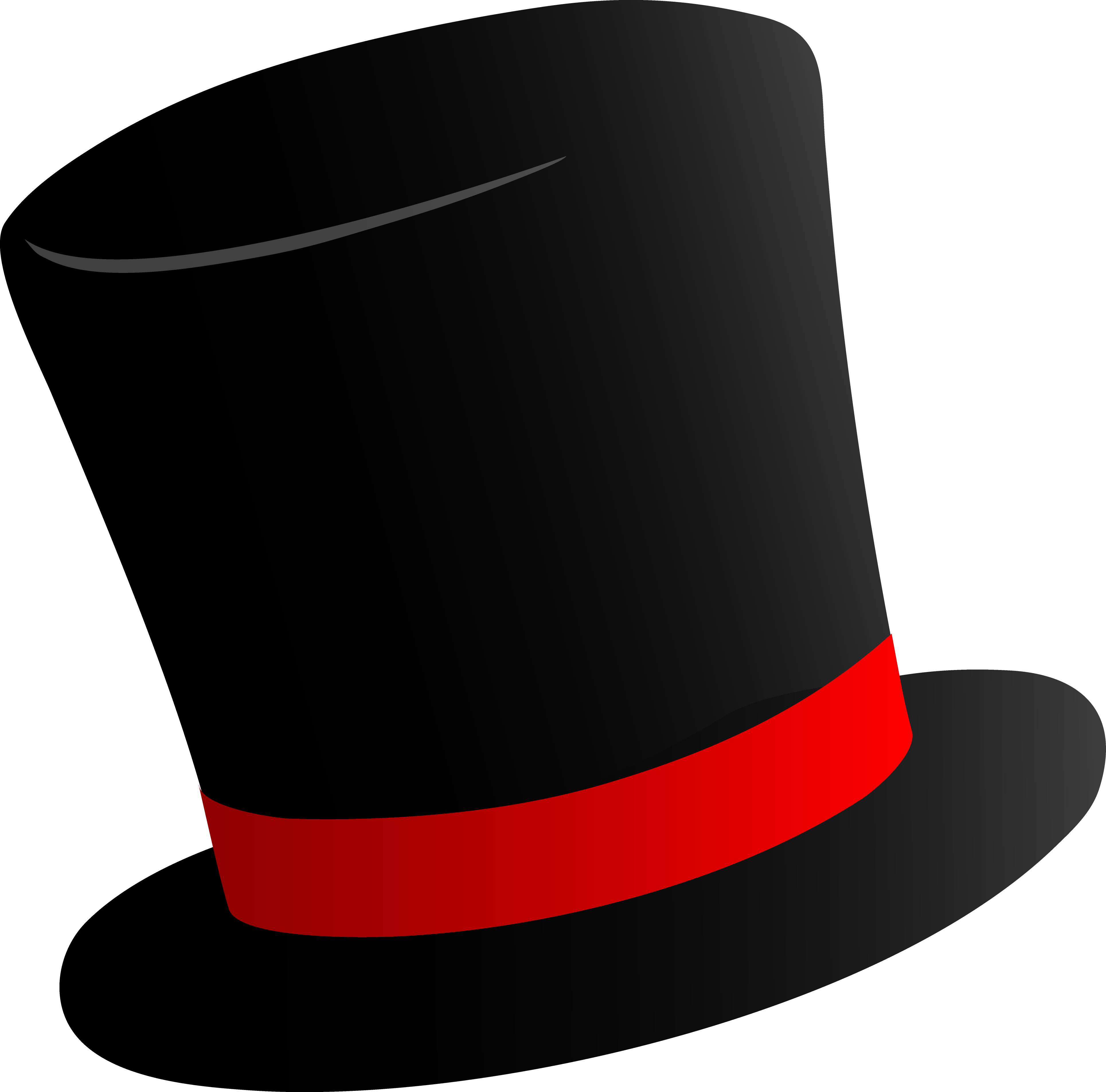 Black Top Hat with Red Band - Elegant Vector Illustration