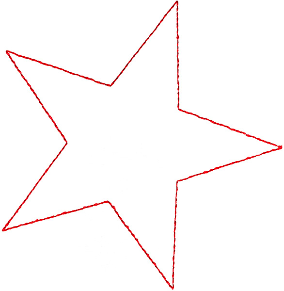 A simple red outline of a five-pointed star on a white background, drawn with a hand-drawn, slightly irregular line style.