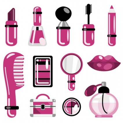Pink Beauty & Makeup Icons Set - Free Vector Illustrations
