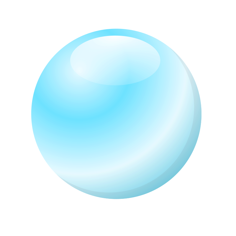 A glossy cyan-blue sphere with a soft highlight, rendered on transparent background.