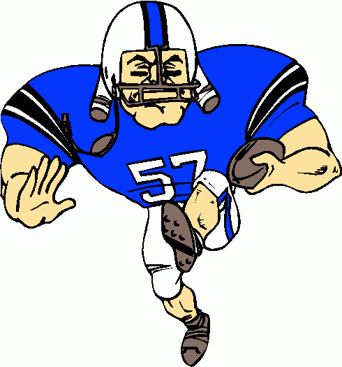 Football Player Cartoon Illustration - Blue Jersey #57 Action Pose