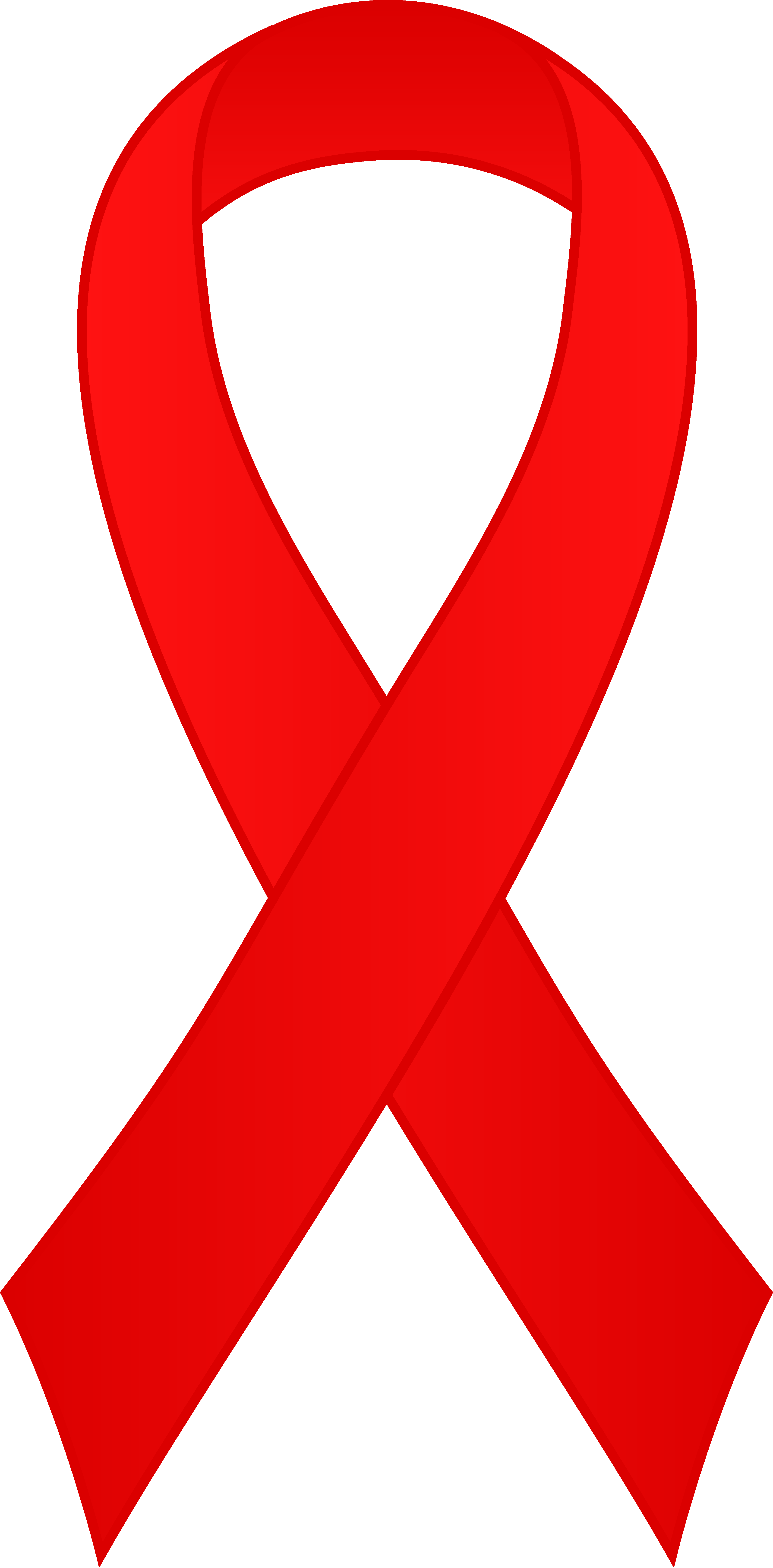 Red awareness ribbon symbolizing support for HIV/AIDS awareness and prevention campaigns.