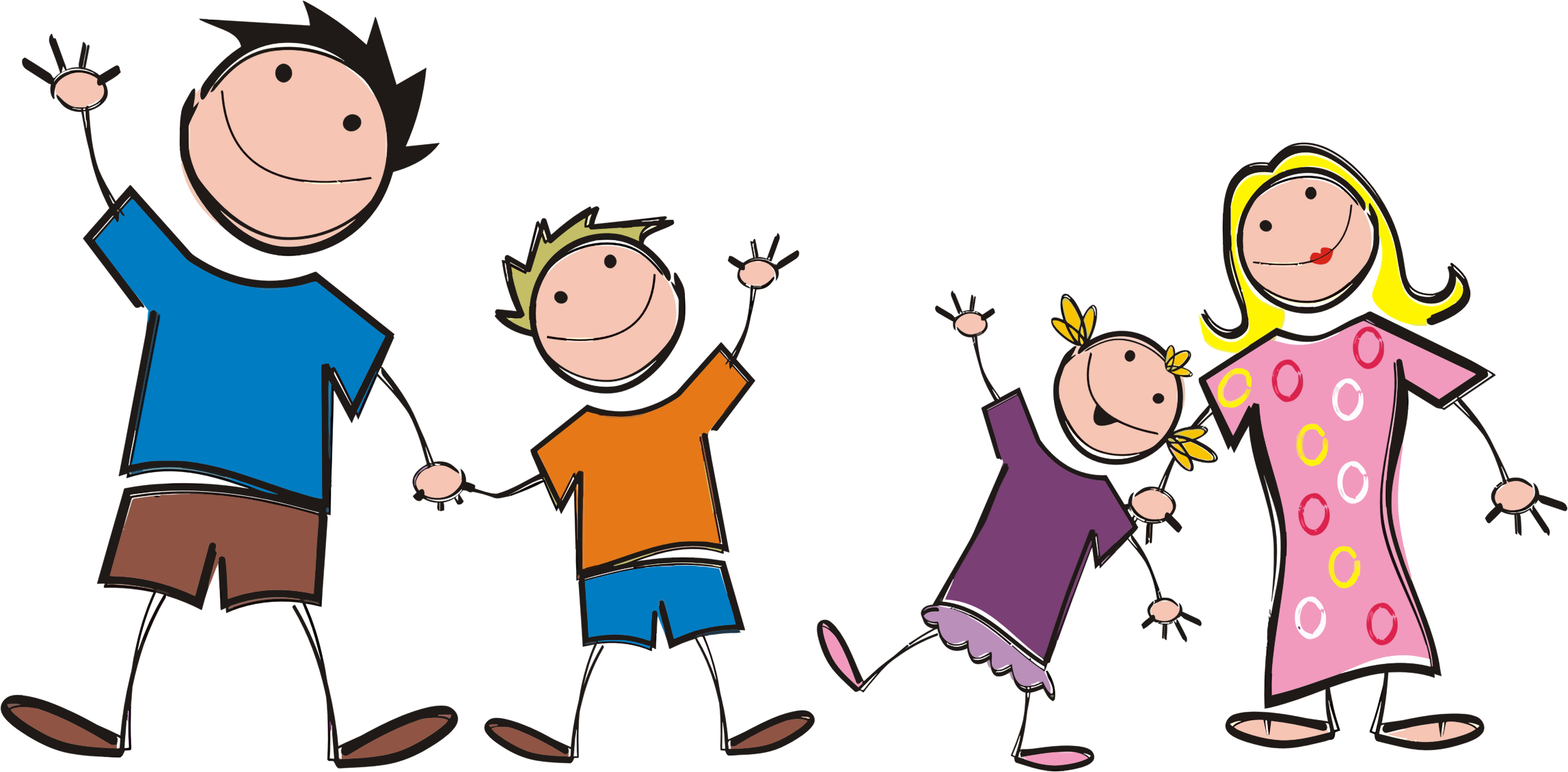 Cheerful Family Illustration - Free Clipart for Websites & Educational Use