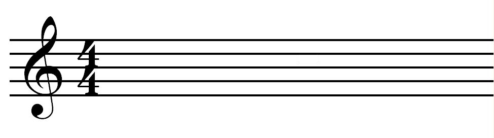 Treble clef and 4/4 time signature on a five-line musical staff.