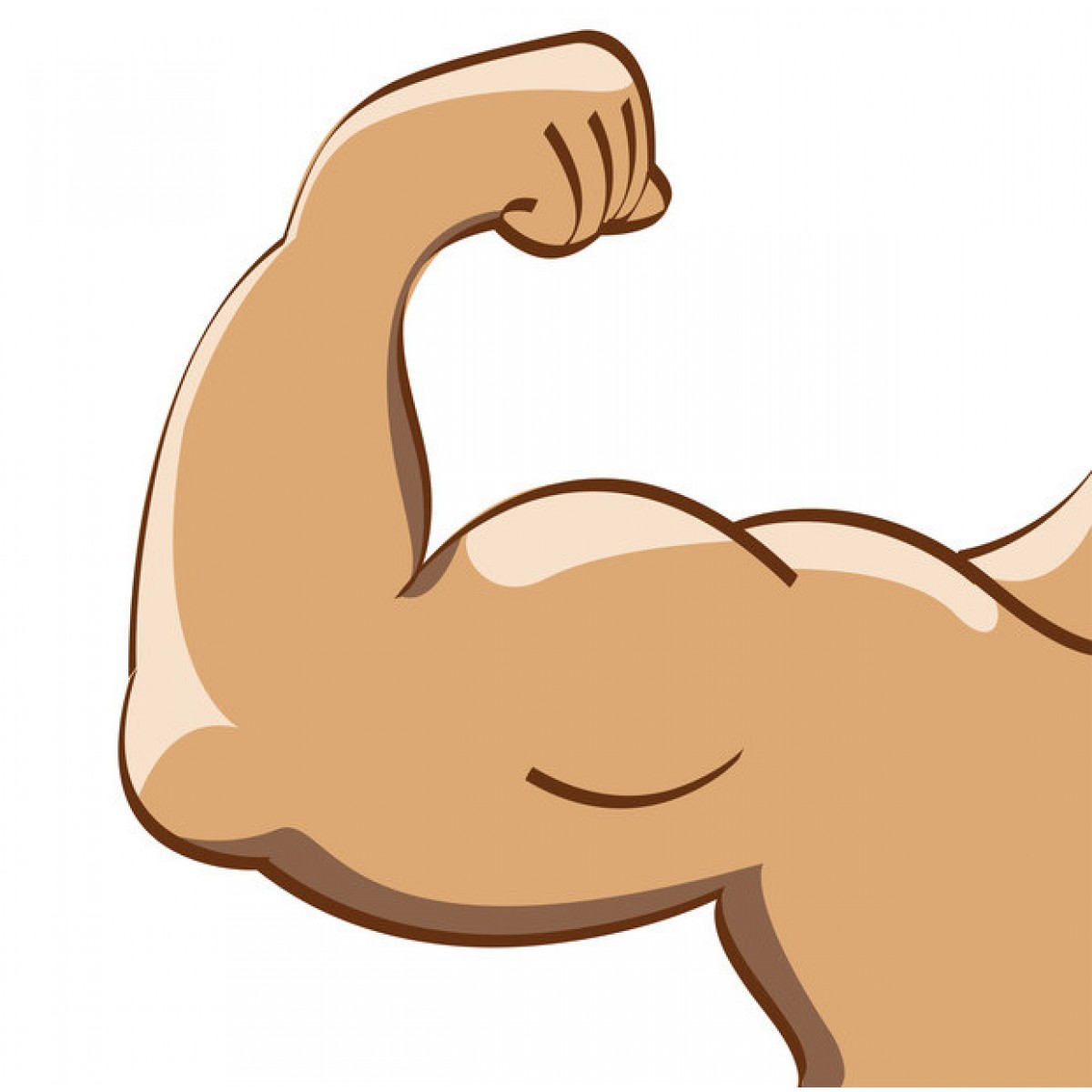 Cartoon illustration of a flexed muscular arm showing bicep and forearm definition.