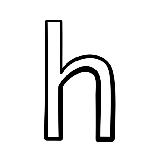 Minimalist black-and-white abstract logo resembling the letter H, used for branding or identity.
