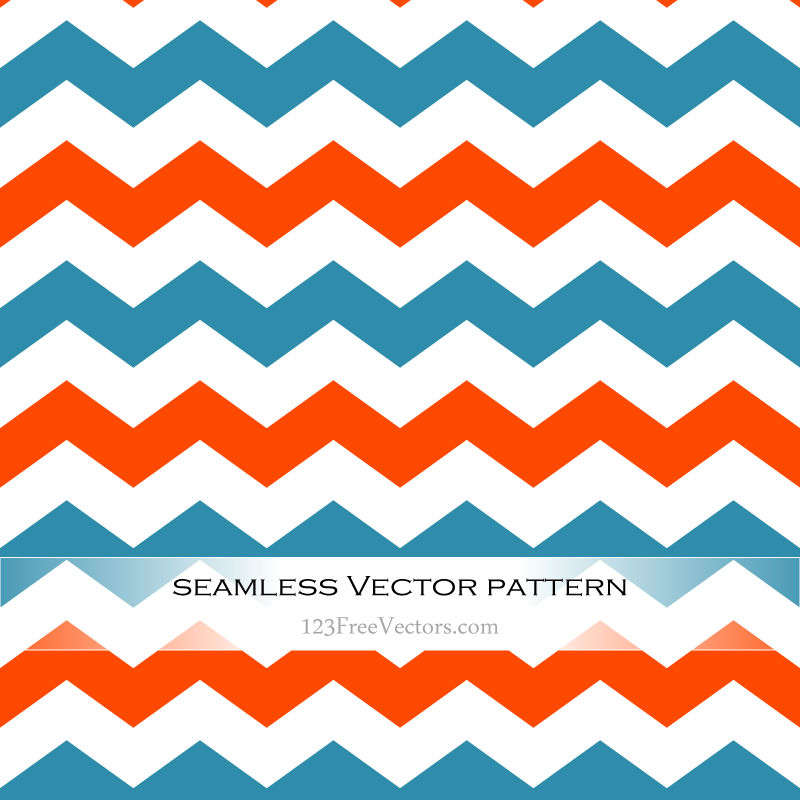 Seamless chevron pattern in orange, teal, and white with vector precision.