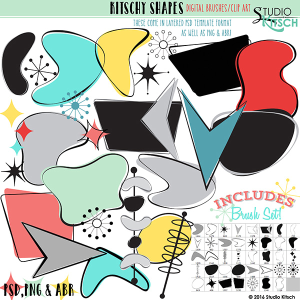 Retro 1950s Graphics &amp; Brushes - Studio Kitsch