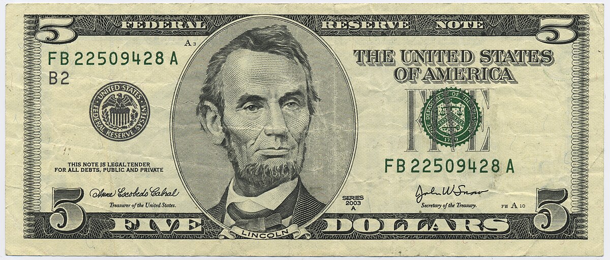 United States currency/$5 bill - Wikiversity