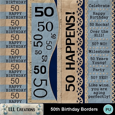 Digital Scrapbooking Kits | 50th Birthday Borders-(LLLCrtn ...