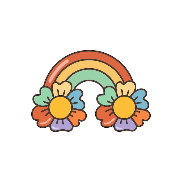 Premium Vector | Rainbow icon with flowers Iillustration in ...