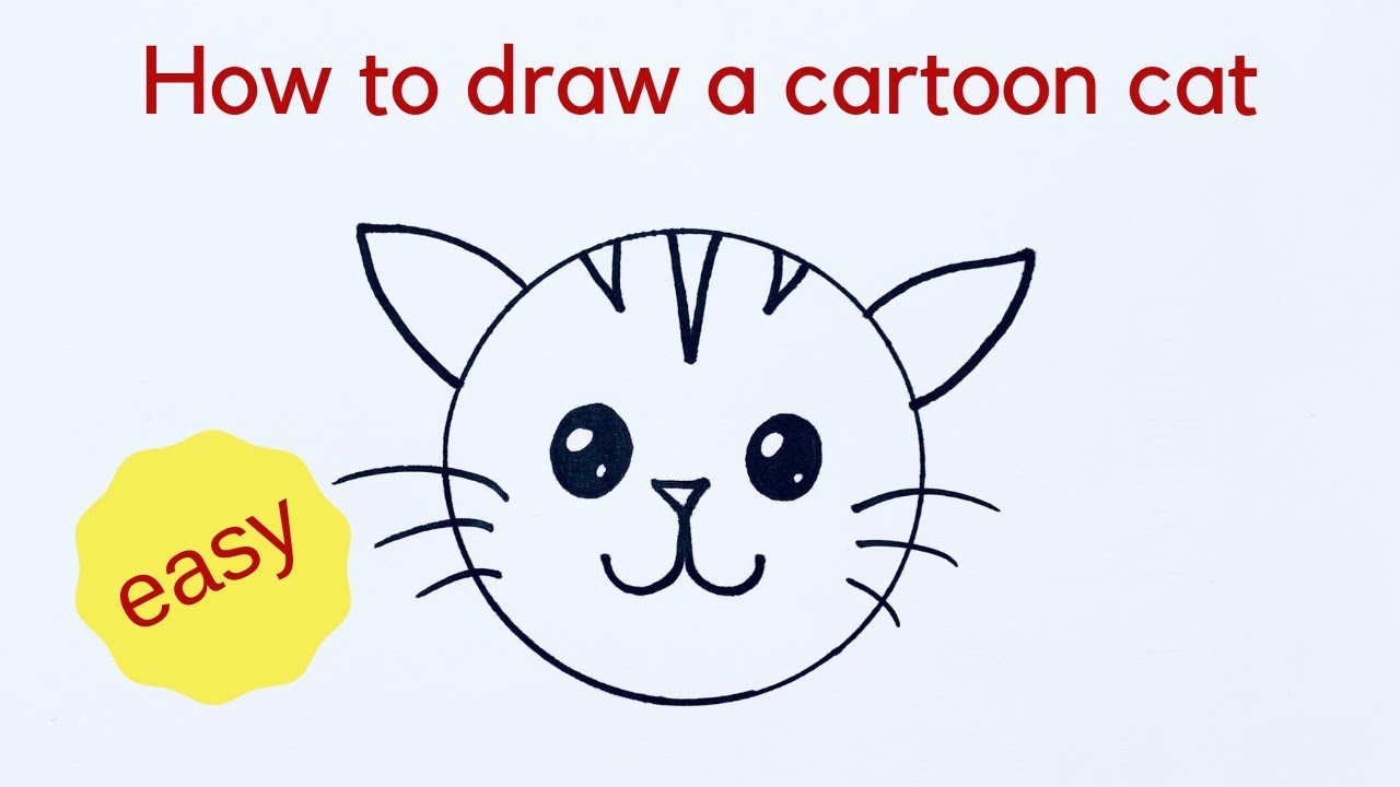 Beginners how to draw a cartoon cat - very easy