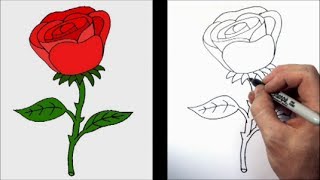 How to Draw a Cartoon Rose - YouTube