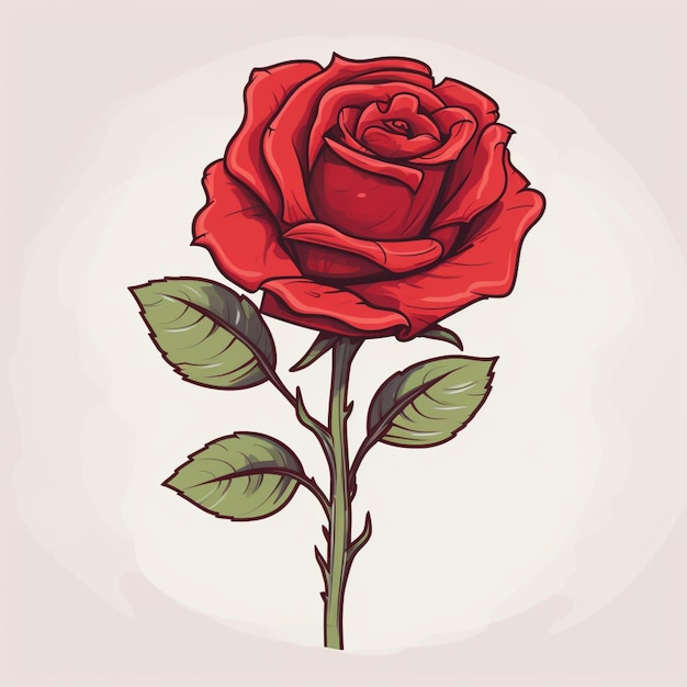 Rose drawing cartoon vector | Premium AI-generated vector