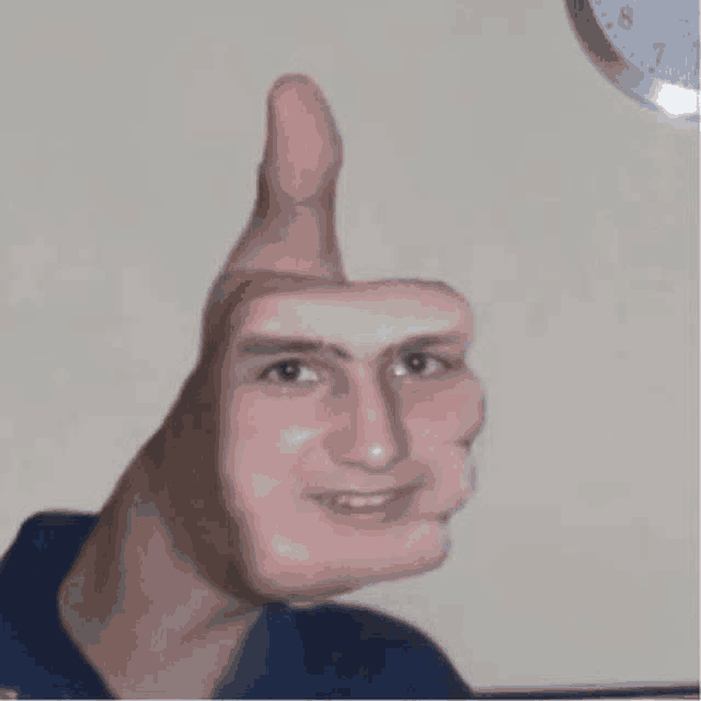a face with thumbs up