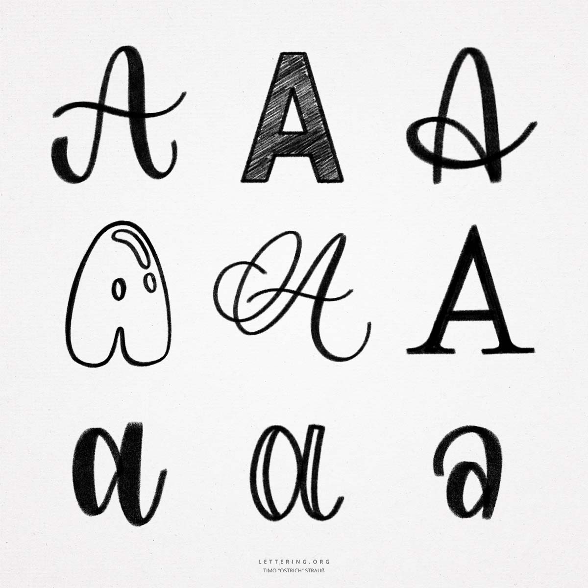 Hand lettering A | 9 ways to draw an A