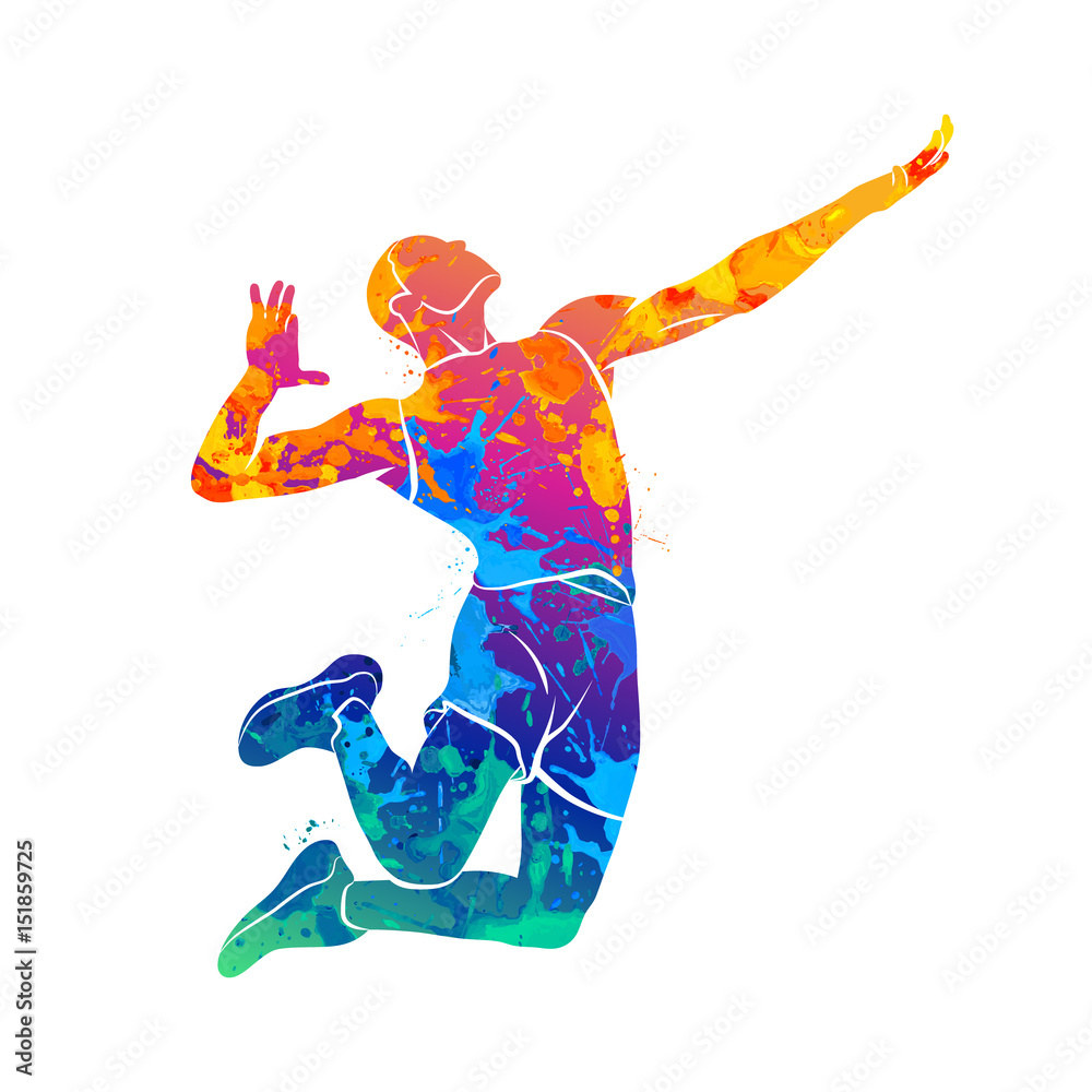 Poster, Wandbilder Abstract volleyball player, 40x40 cm