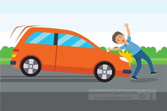 Safety Clipart-pedestrian hit by a car accident road safety clipart