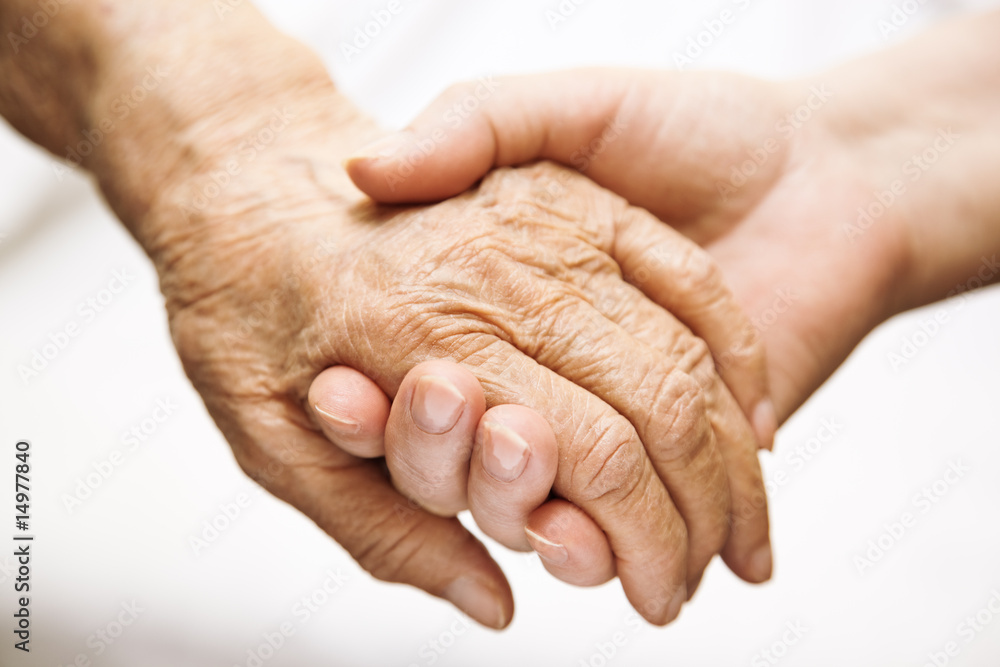 adult helping senior in hospital Stock-Foto | Adobe Stock