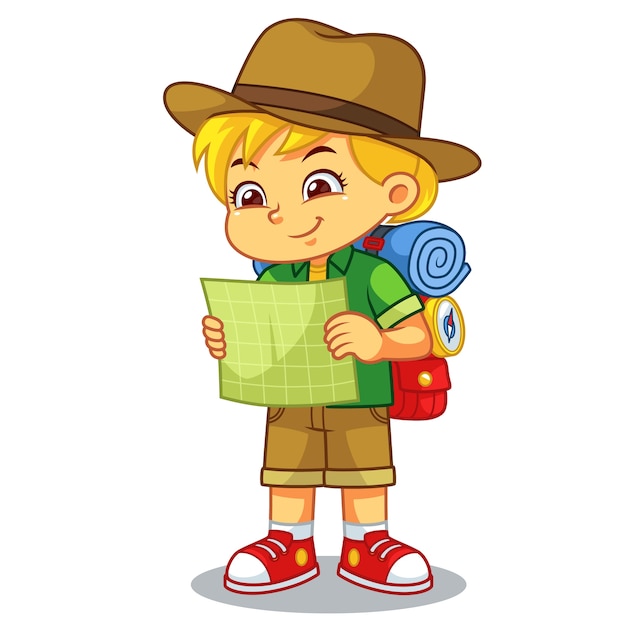 Premium Vector | Adventure Girl Looking On Her Guide Map