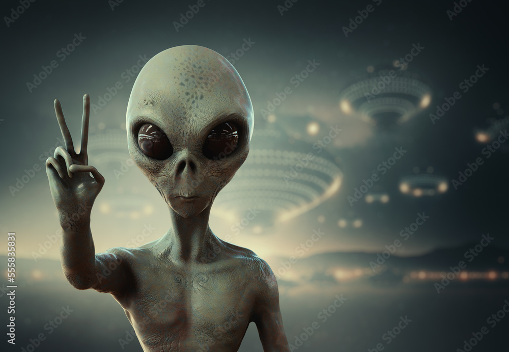 alien peace sign