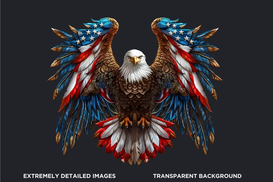 Patriotic Bald Clipart PNG Bundle - American Pride PNG