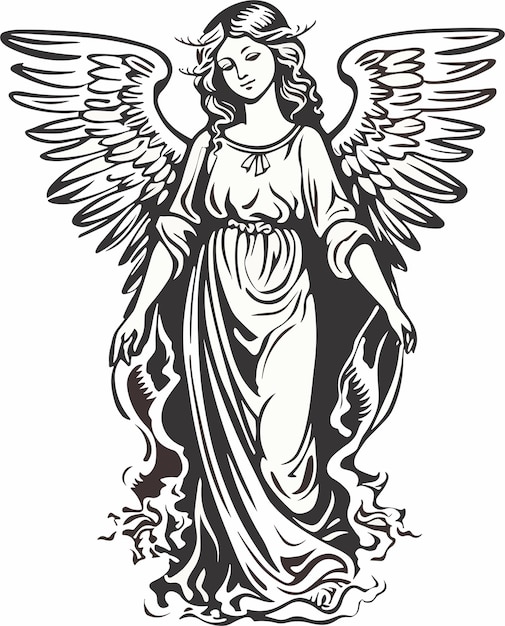 A black and white angel with wings on it. | Premium AI-generated ...