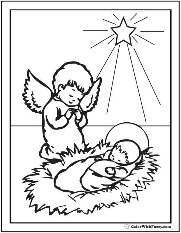 angel coloring page christmas simple
