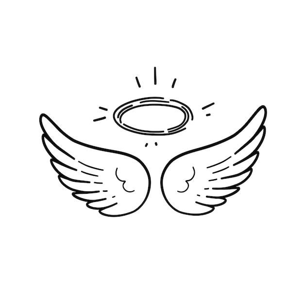 angel wings with halo drawings