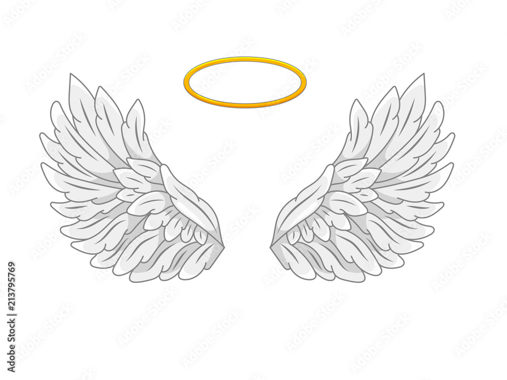 angel wings with halo drawings