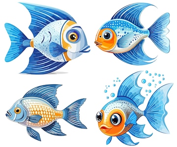 Cartoon Angelfish is isolated on a white backgroundCartoon ...