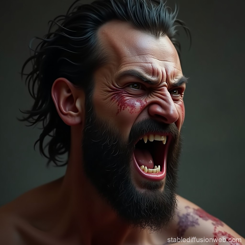 Angry Man with Scar and Wounds | Stable Diffusion Online