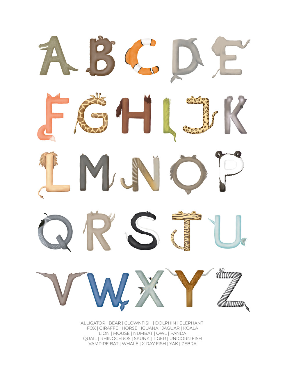 animal letter cliparts 2024