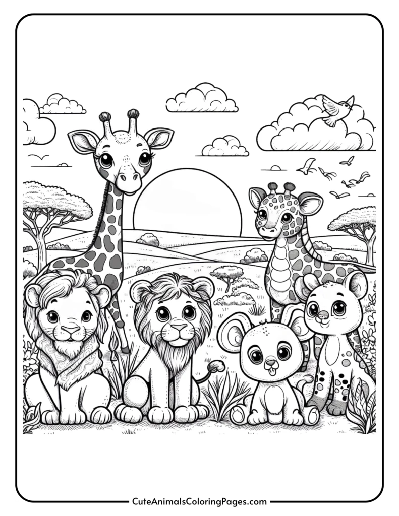 Savanna Animals Coloring Pages (Free Printable Pages) - Cute ...
