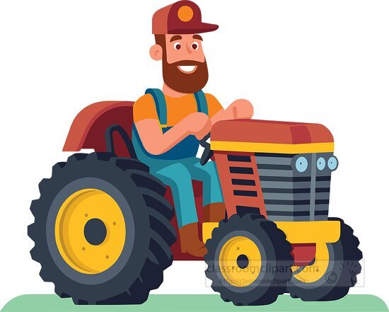 Agriculture Clipart-cartoon style famer maneuvering a tractor with ...